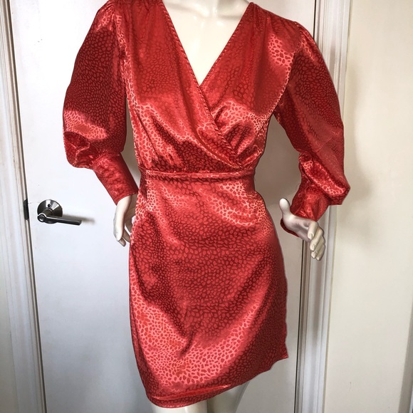 Nasty Gal Orange Leopard Print Satin Dress Size 6US /10 U.K. - Picture 4 of 16